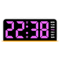 Miniatyrbild 1 av 10: LED-klocka Digital Väckarklocka Stor Display Datum Temperatur Väckarklocka - Vit / Rosa Ljus Rosa
