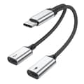 USB - C hane till dubbel USB - C hona splitter kabel snabbladdning Svart