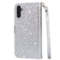 Miniatyrbild 2 av 5: För Samsung Galaxy A56 5G Ställbart Glitterfodral med Dragkedjeficka - Silver Silver