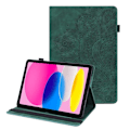 Miniatyrbillede 1 af 10: Til iPad 10.9 (2022) Tabletetui Cover Blomsterprægning - Grøn Green