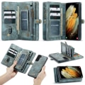 Miniatyrbild 1 av 11: CASEME Samsung Galaxy S21+ (Plus) Retro läder plånboksfodral Blå Blå