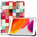 Pikkukuva 2 / 8: Apple iPad 10.2 Pattern PU kolminkertainen tablettikotelo - värikkäät neliöt Multicolor