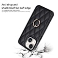 Miniatyrbillede 5 af 9: iPhone 14 Etui Rhombus Grid Pattern Bagcoverring Kickstand - Sort Black