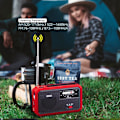 Miniatyrbild 3 av 10: AM FM Radio Solar Laddning Handvev LED-Ficklampa PowerBank Röd