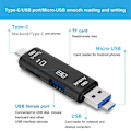 Miniatyrbild 4 av 10: Minneskortläsare 5 i 1 Micro USB USB-C TF-kortläsare OTG-adapter Svart