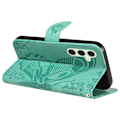 Miniatyrbillede 6 af 9: Til Samsung Galaxy S24 FE Etui Stand Tegnebog Etui Sommerfuglemønster Green