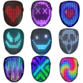 Miniatyrbillede 7 af 11: RGB LED Mask Gesture Face-Changing Glowing Mask Halloween Party Black