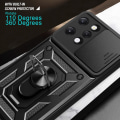 Miniatyrbillede 8 af 8: Til Xiaomi Redmi 12 Lens Protector Phone Case PC+TPU Shell med support Black