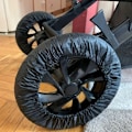 Miniatyrbilde 5 av 10: 2 stk Beskyttelseshjul Barnevogn Oxford stoff mot smuss str S for 18-20 cm forhjul Black