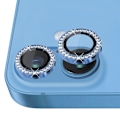 Miniatyrbillede 2 af 3: NORTHJO Kameralinsebeskyttelse med Strass til iPhone 16 / 16 Plus, Hærdet Glas Blue