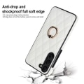 Pikkukuva 6 / 9: Samsung Galaxy S23 Case Rhombus Grid Pattern Takakannen Rengastuki - Valkoinen White