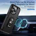 Miniatyrbillede 2 af 11: iPhone 14 Pro Stødsikker TPU + PC Kickstand Telefontaske Bilmontering Metalplade - Sort Black