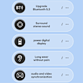 Miniatyrbild 7 av 11: LENOVO Thinkplus X15II trådlösa hörlurar Bluetooth Headset Svart Svart