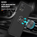 Pikkukuva 2 / 7: Yhteensopiva Samsung Galaxy A12 sormirengas Kickstand Hybridi-kotelo Black