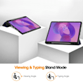 Miniatyrbild 5 av 10: För Lenovo Idea Tab Pro Fodral Tri-Fold Stativ Skal med pennhållare - MörkBlå Blå