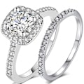 Miniatyrbillede 1 af 6: 2 ringe Cubic Zirconia stabelbar - størrelse 11 / Sølv Silver