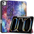 Miniatyrbillede 1 af 5: Til iPad Pro 11 (2024) Etui Tre-fold Stativ Tablet Cover med Pen Holder - Galaxy Multicolor