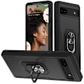 Pikkukuva 1 / 8: Google Pixel 6A iskunkestävä TPU+PC Kickstand -puhelinkotelo autoteline metallilevy - musta Black