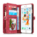Miniatyrbillede 2 af 10: CASEME iPhone 6s 6 Plus Retro Split läder plånboksfodral Röd Red