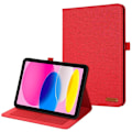Miniatyrbillede 1 af 5: For iPad 10.9 (2022) Tablet Case Cover Cloth Texture - Pink Red