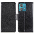 Miniatyrbillede 1 af 7: Nappa Texture Split Wallet Stativbetræk til Motorola Moto G84 - Sort Black