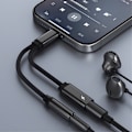 Miniatyrbilde 6 av 6: USB-C mann til 3,5 mm+USB-C kvinnelig hodetelefonadapter AUX-splitter Black