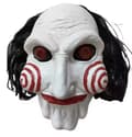 Eksklusiv Jigsaw Saw Billy-maske maskerademaske i mykt materiale med hår White
