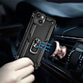 Pikkukuva 5 / 7: iPhone 14 Iskunkestävä TPU+PC Kickstand Puhelinkotelo Autoon kiinnitettävä metallilevy - musta Black
