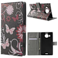 Miniatyrbillede 1 af 8: Microsoft Lumia 950 XL Plånboksfodral Butterflies Black