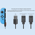 Miniatyrbillede 6 af 8: 2 i 1 opladningskabel kompatibel med Nintendo Switch Joy-Con 2,5 m forlænget USB-opladerledning Black
