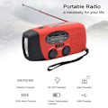 Miniatyrbillede 5 af 9: Håndsving Solar FM / AM Radio Lommelygte NOAA Power Bank Red