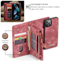 Miniatyrbillede 4 af 11: CASEME iPhone 13 Mini 2-in-1 Wallet Phone Shell - Red Red