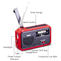 Miniatyrbild 6 av 10: AM FM Radio Solar Laddning Handvev LED-Ficklampa PowerBank Röd