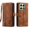 Miniatyrbillede 1 af 9: Til Xiaomi 14T Pro Etui med Lynlåslomme og 9 Kortlommer Brown