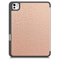 Miniatyrbilde 3 av 6: Etui for iPad Pro 11 (2024) med Tri-fold Stativ, Tablettdeksel med Penneholder Pink gold