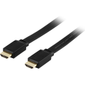 Miniatyrbilde 1 av 2: DELTACO flat HDMI 1.4-kabel, HDMI Type A ha, gullbelagt, 1m, svart Black
