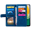 Miniatyrbillede 9 af 10: Til Samsung Galaxy S24 FE Etui med Lynlåslomme og 9 Kortlommer i PU-læder – Blå Blue