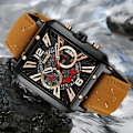 Miniatyrbillede 6 af 6: SKMEI Armbåndsur Til Mænd Læderrem Firkantet Quartz Ur - Brun+Sort Black