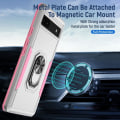 Miniatyrbilde 2 av 8: Google Pixel 6A Hybrid-deksel med fingerring og metallplate - hvit/rosa White