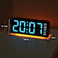 Miniatyrbild 9 av 10: LED-klocka Digital Väckarklocka Stor Display Datum Temperatur Väckarklocka - Vit / Rosa Ljus Rosa