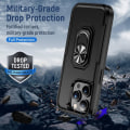 Miniatyrbild 3 av 11: iPhone 14 Pro Max Hybrid skal med Finger Ring & Metall Plåt - Svart Svart
