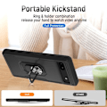 Pikkukuva 7 / 8: Google Pixel 6A iskunkestävä TPU+PC Kickstand -puhelinkotelo autoteline metallilevy - musta Black