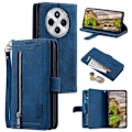 Miniatyrbilde 1 av 8: Etui til Xiaomi Redmi 14C med glidelåslomme, PU-lær, 9 kortlommer Blue