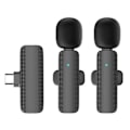 Miniatyrbillede 1 af 4: Trådløs Lavalier Lapel Microphone & Receiver til USB-C 2 +1 Black