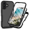 Pikkukuva 1 / 5: Suojakuori iPhone 16 Plus PC+TPU:lle Kirkas puhelimen kansi PET-näyttökalvolla Black