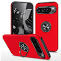 Miniatyrbillede 1 af 7: Til Google Pixel 9 / Pixel 9 Pro Fingerring Kickstand Hybrid Taske Red