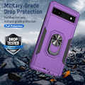 Miniatyrbillede 6 af 8: Google Pixel 6A Stødsikker TPU+PC Kickstand Telefonetui Bilmonteret Metalplade - Lilla/Sort Purple