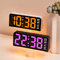Miniatyrbild 4 av 10: LED-klocka Digital Väckarklocka Stor Display Datum Temperatur Väckarklocka - Vit / Rosa Ljus Rosa