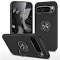 Miniatyrbillede 1 af 7: Til Google Pixel 9 Pro XL Fingerring Kickstand Hybrid Taske - Sort Black