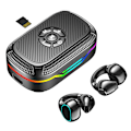 Miniatyrbild 1 av 10: MP3 Bluetooth trådlösa hörlurar RGB Clip-On Earbud Headset Svart